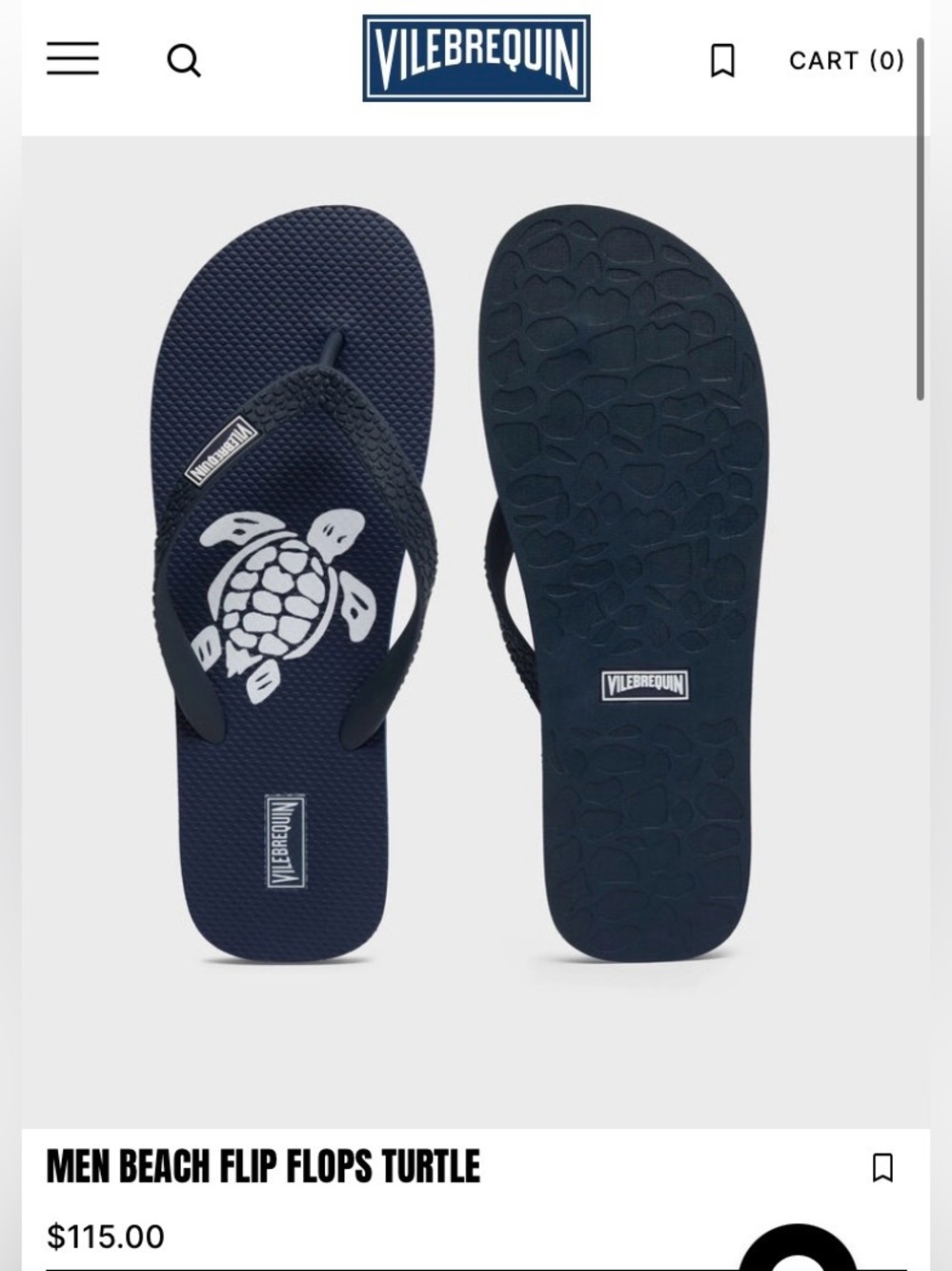 Vilebrequin Navy & White Turtle Men’s Beach Flip Flops